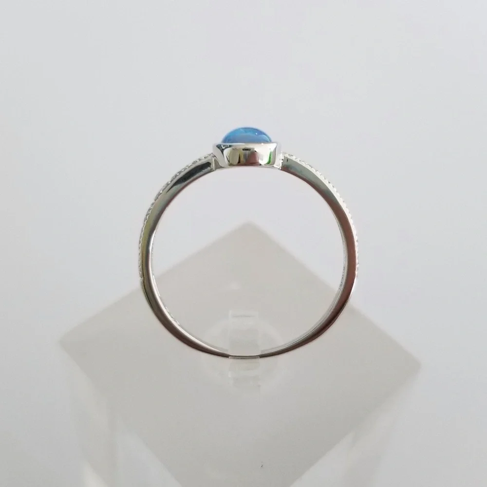 18k Over Sterling Blue Opal Ring - Picture 4 of 8